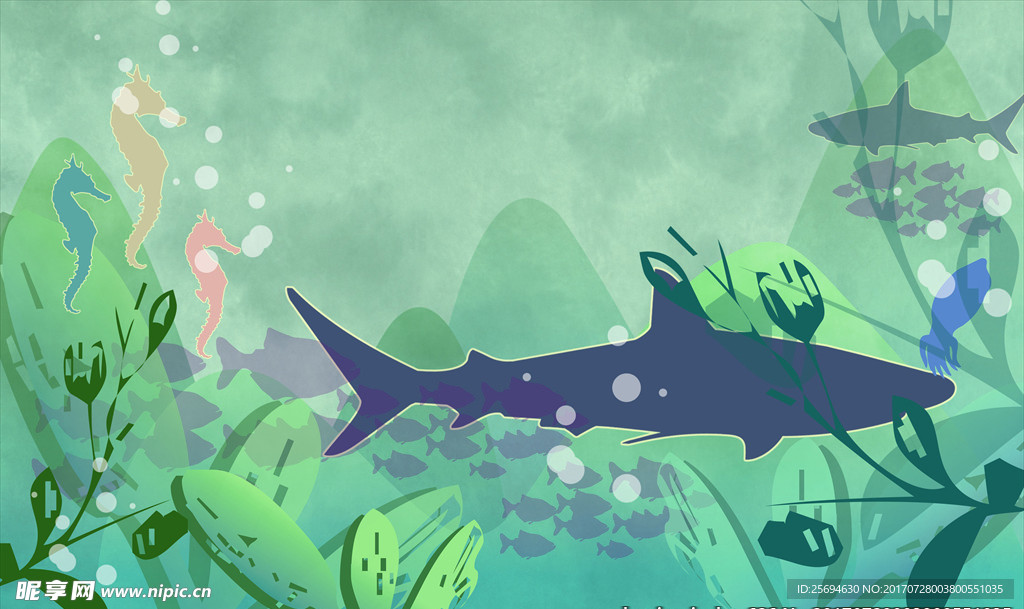 河流鱼类插画