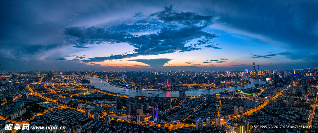 上海繁华都市全景城市夜景