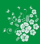 蝶戏花间矢量图