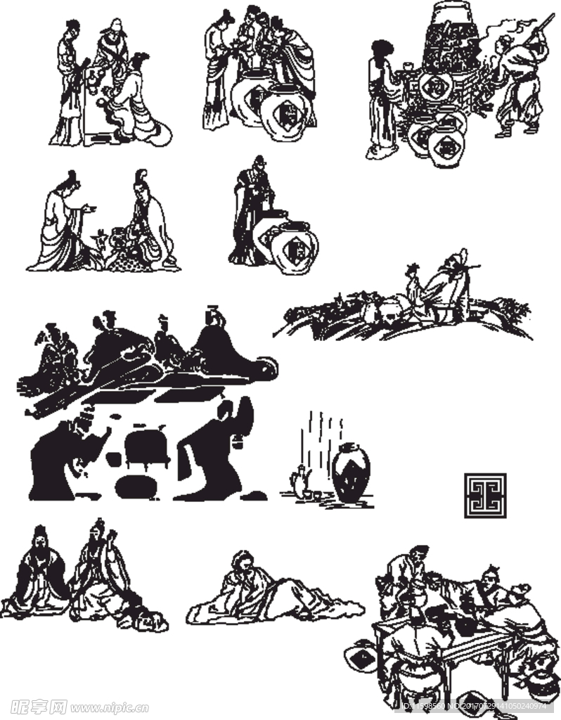 手绘古代人