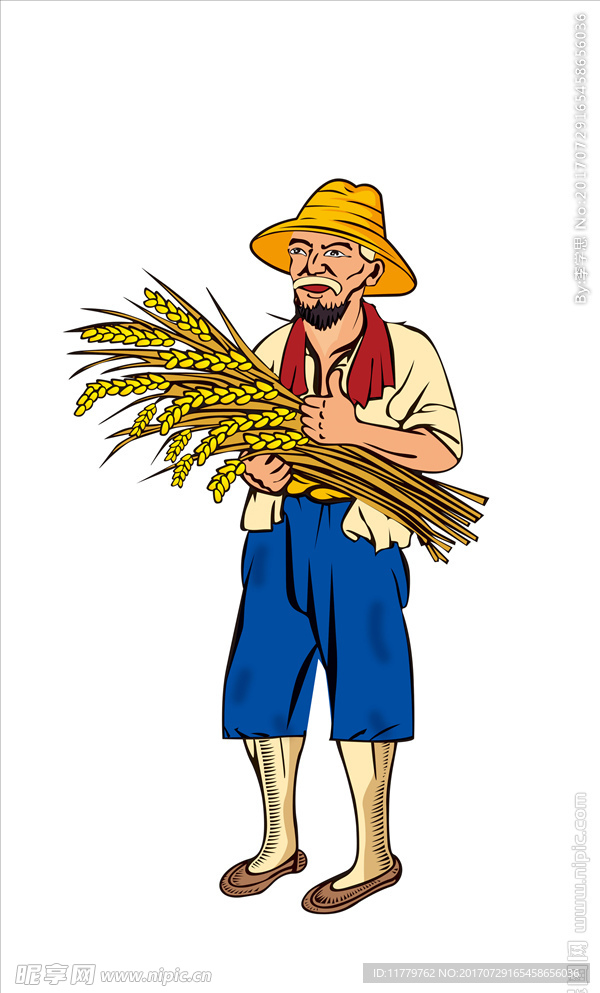 分层农民抱水稻素材