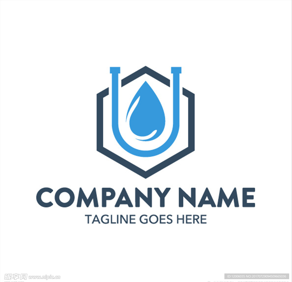 六角形水滴创意logo矢量素材