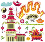 中国旅游与文化设计矢量