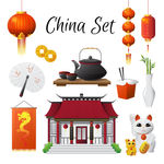 中国旅游与文化设计矢量