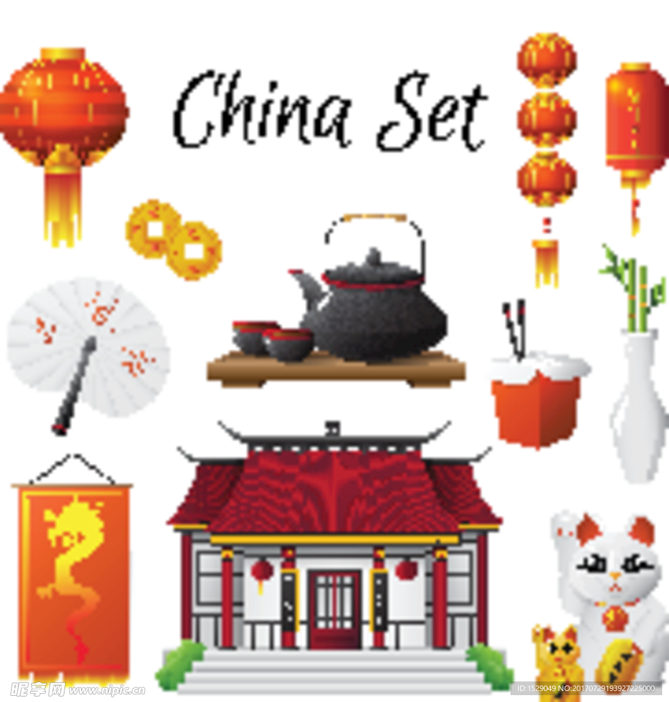 中国旅游与文化设计矢量