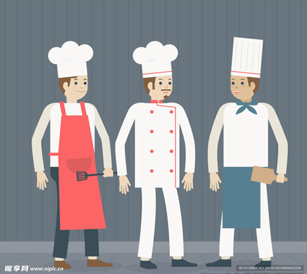 三位卡通厨师插图