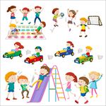 孩子们玩游戏和运动插图