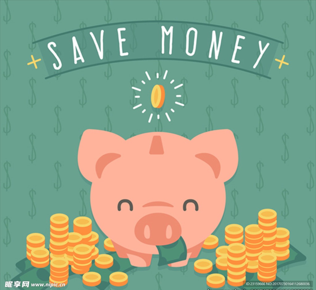 硬币和纸币小猪存钱罐插图