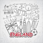 英格兰旅游简笔元素