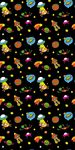 卡通外星人星空飞碟火箭矢量图