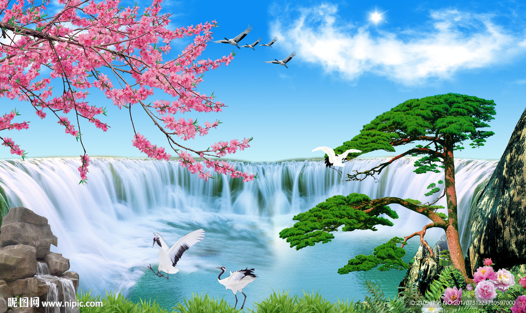 山水风景背景墙