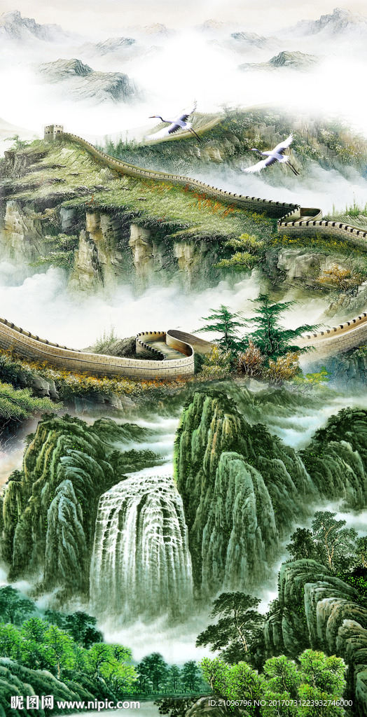 山水国画玄关