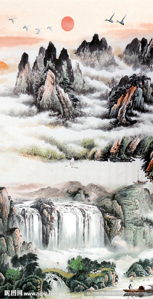 山水国画玄关