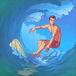 手绘冲浪的男子