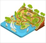 等距立体三维景观公园插图