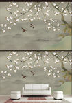 中式海棠手绘工笔画