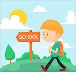 背着书包走路上学的男生