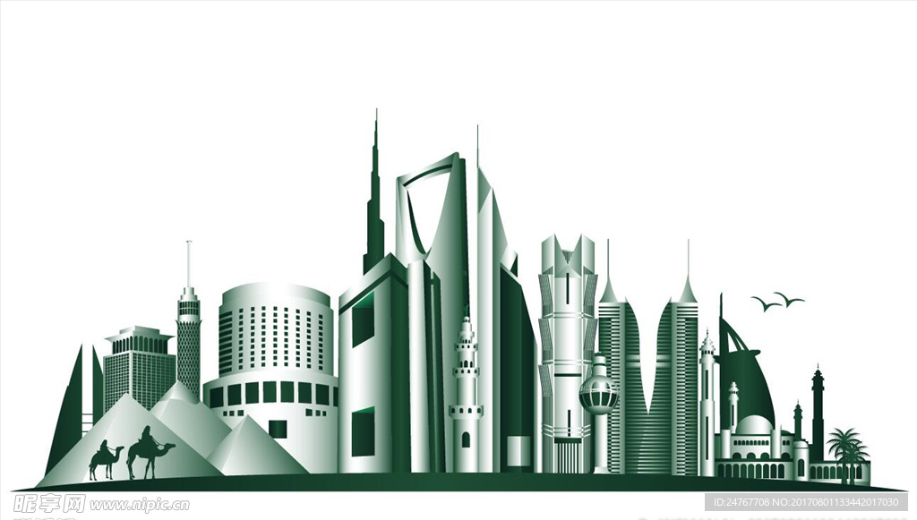 绿色沙特阿拉伯王国著名建筑图