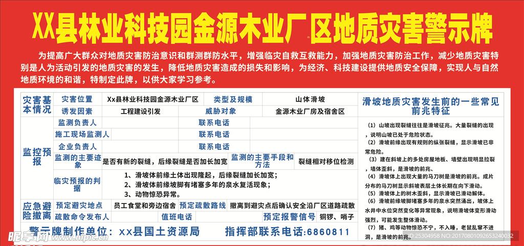 灾害警示牌