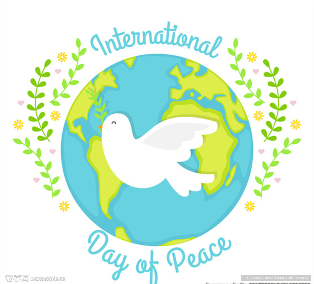 世界和平白鸽橄榄树插图