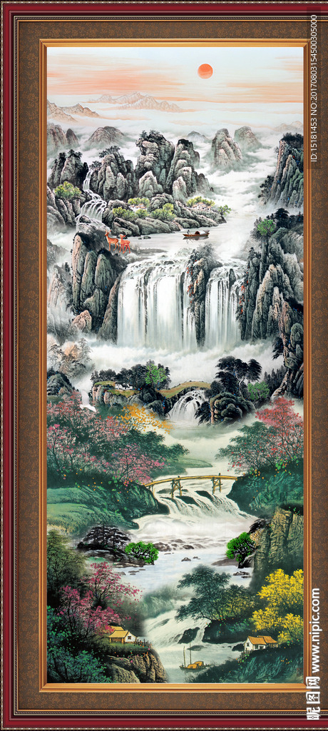 竖幅国画山水