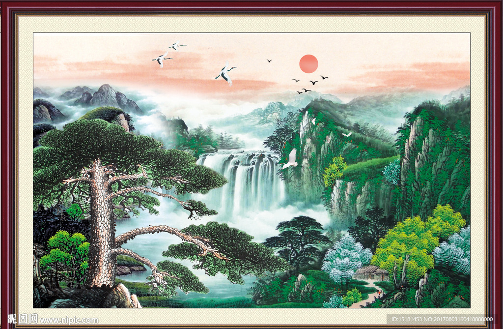 国画迎客松
