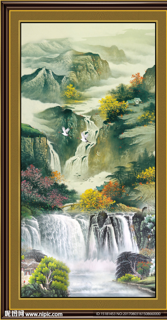竖幅国画山水