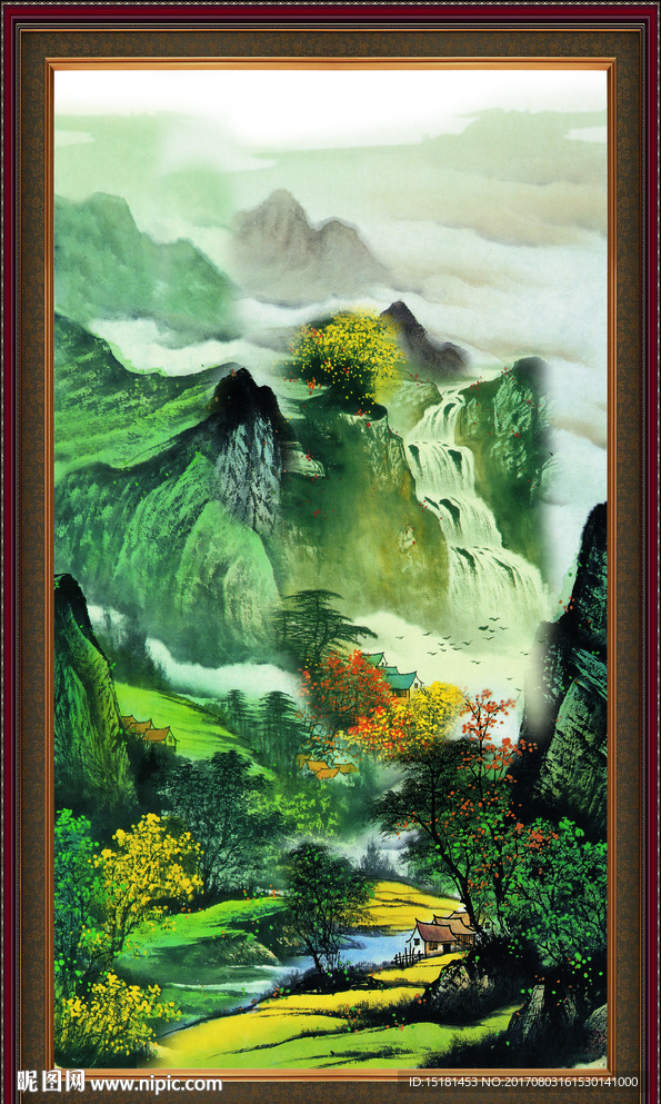 竖幅国画山水