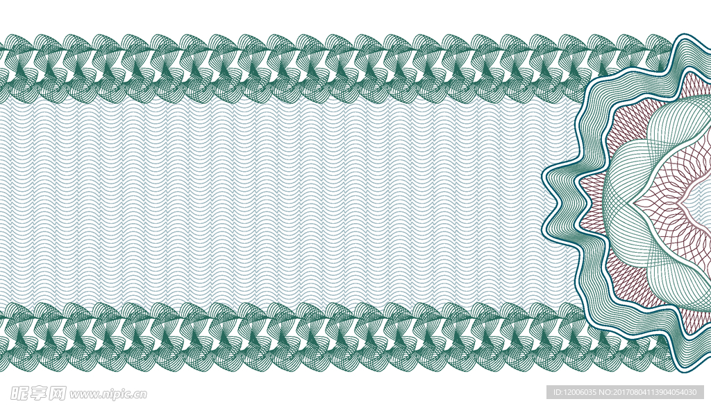 长方形防伪花纹边框矢量素材