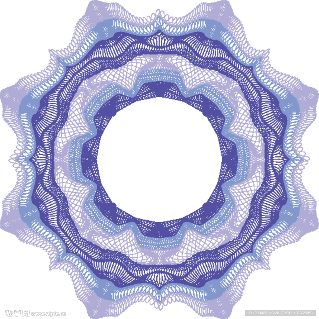 紫色对称防伪花纹矢量素材