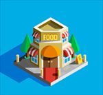 等距立体三维餐厅插图