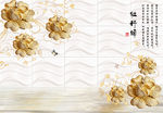 牡丹颂金色浮雕牡丹背景