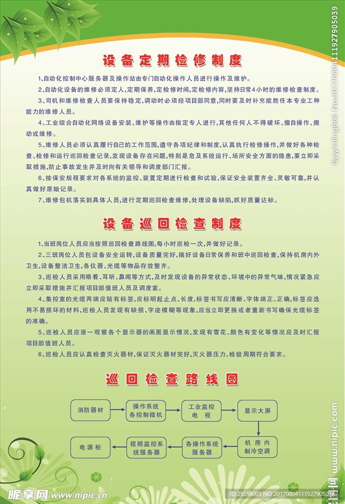 设备检修检查制度展板