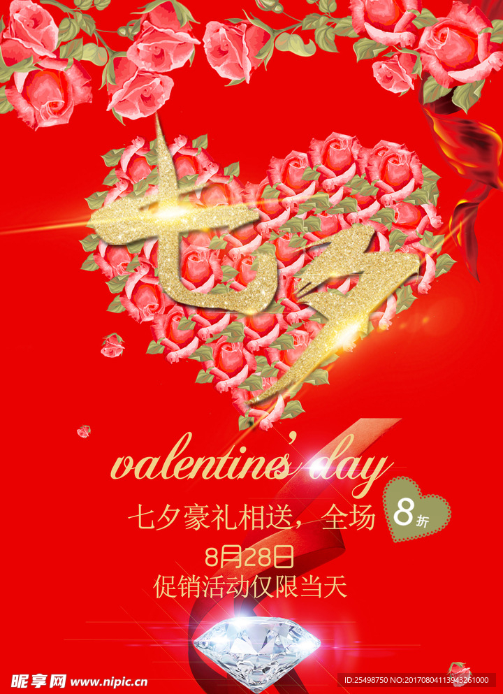 浪漫七玫瑰情缘商铺活动宣传海报