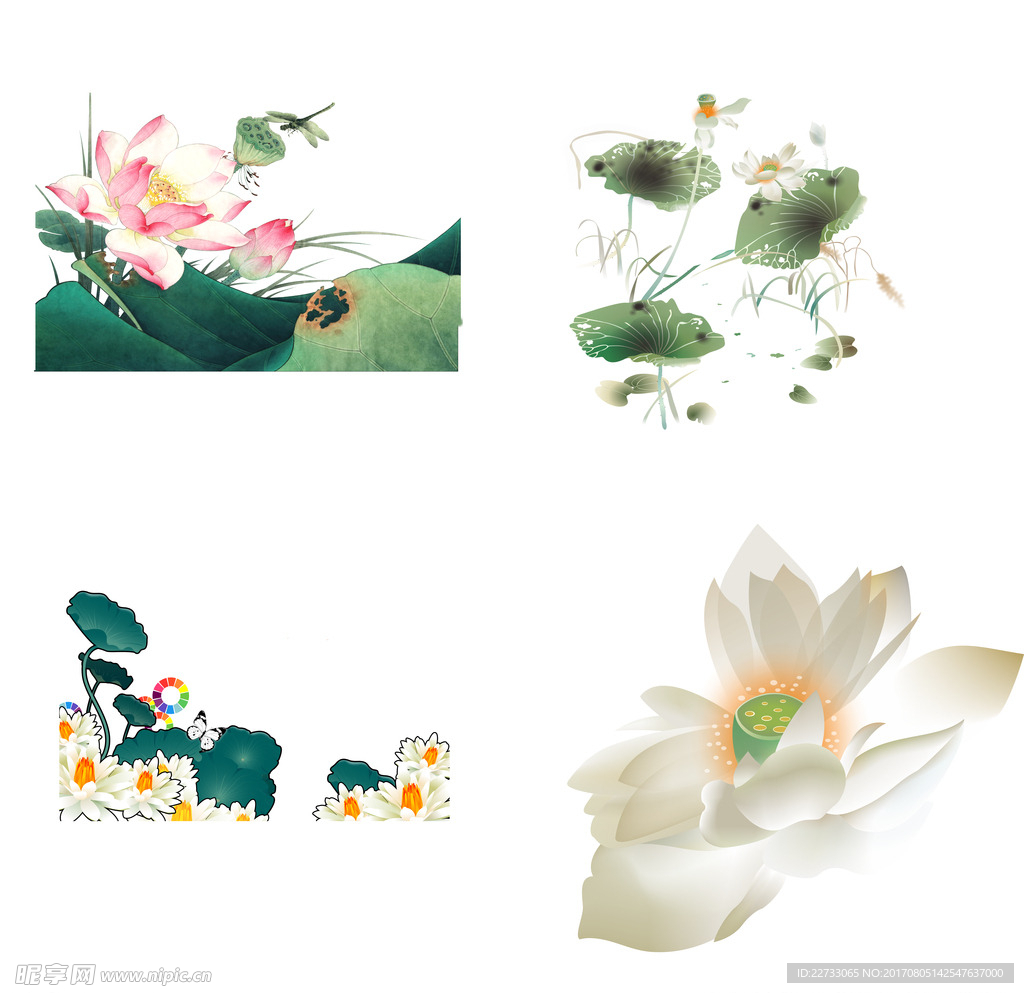 中国风水墨荷花素材