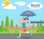 医疗健康保险跑步的女人海报