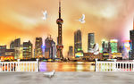 上海建筑美景立体壁画