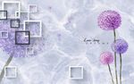 3d蒲公英方框大理石背景墙