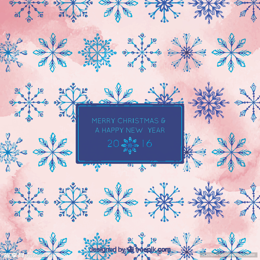 水彩圣诞雪花卡片