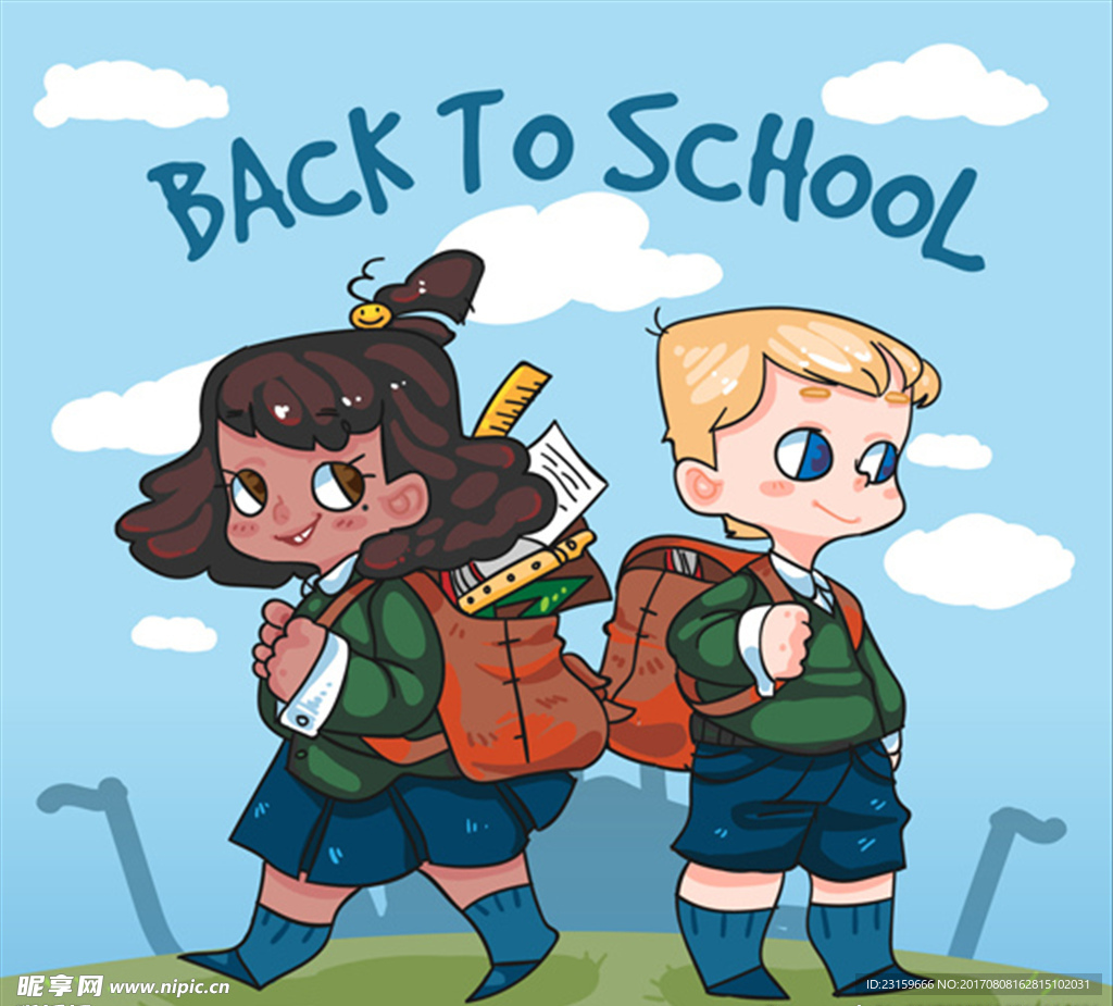 开学季准备上学的孩子插图