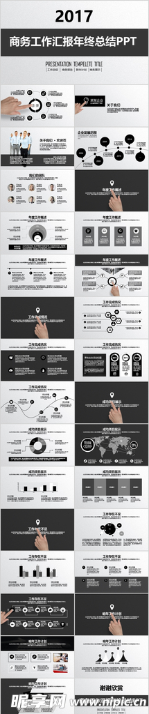 商务工作汇报年终总结PPT模板