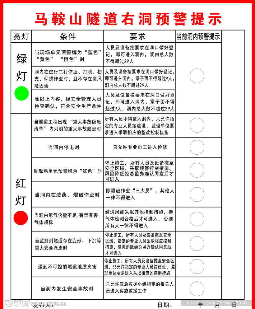 隧道预警提示