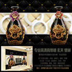黑金软包浮雕花瓶电视背景墙