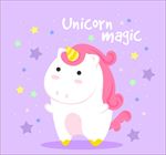 卡通星星与可爱的独角兽插图
