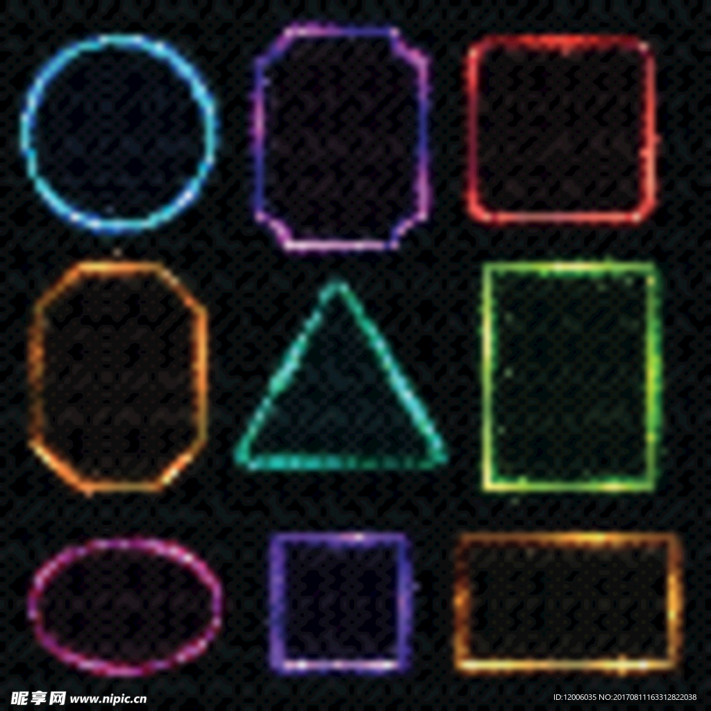 多款彩色光效边框矢量素材
