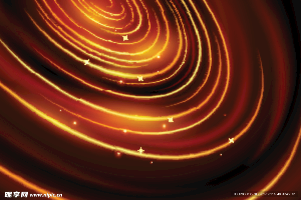 金色闪耀环形光波矢量素材