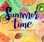 彩色水果夏季时光矢量素材