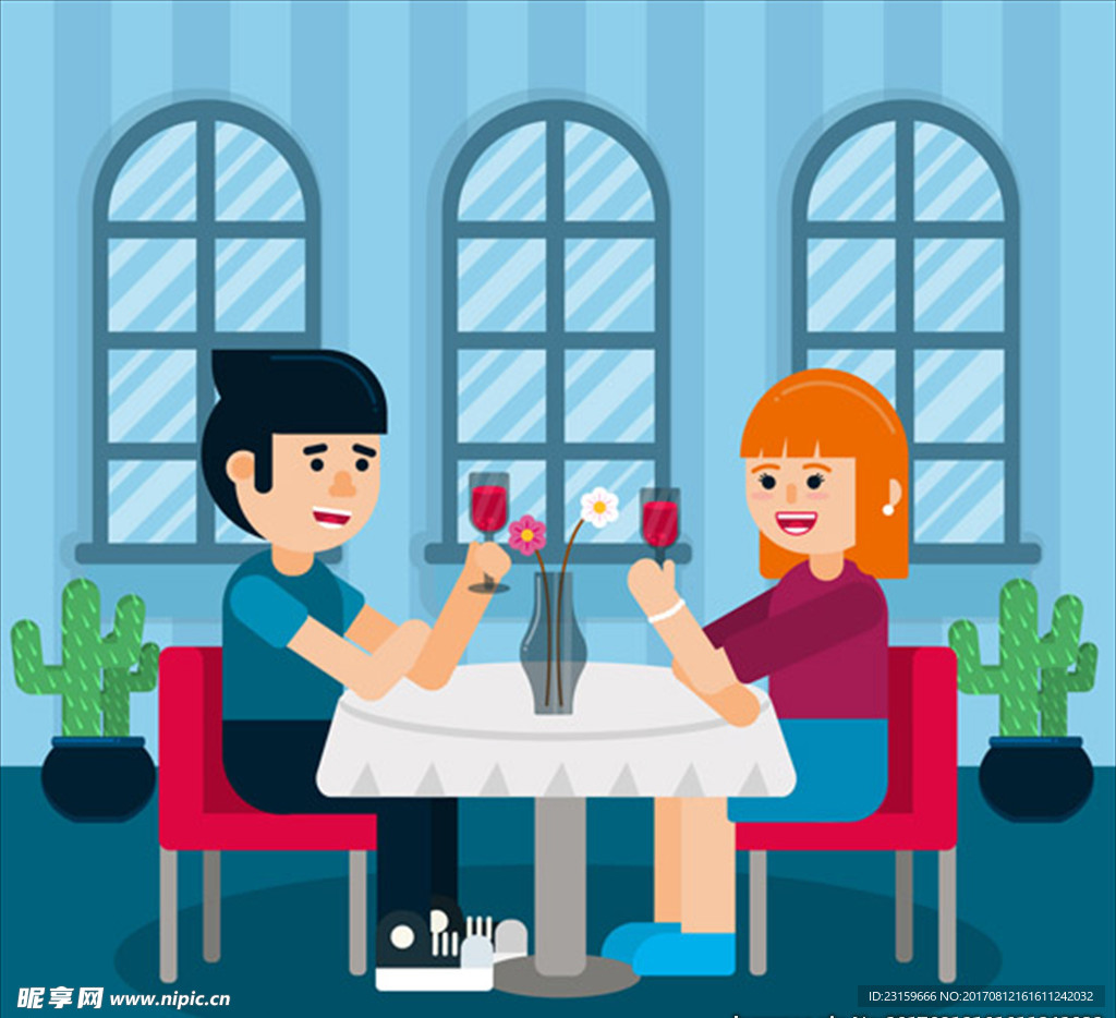 一对浪漫的夫妇进餐