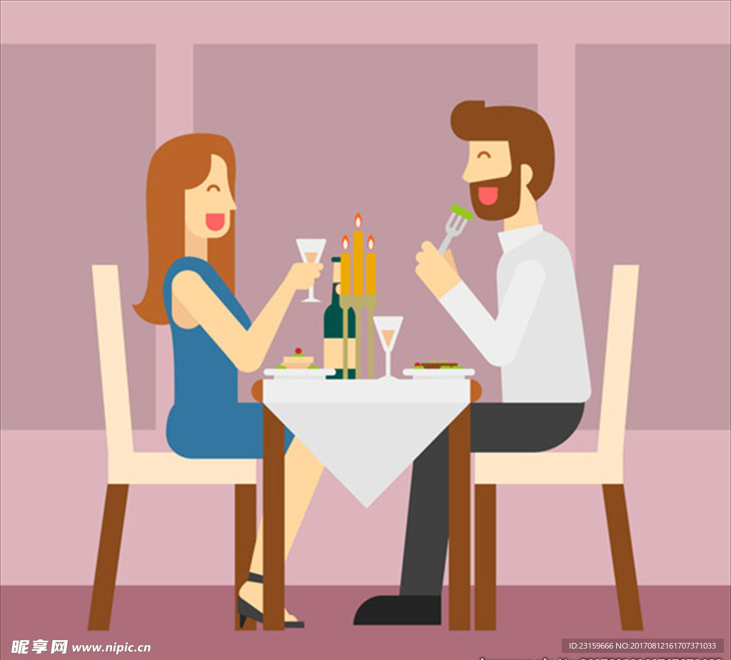 一对夫妇在优雅的餐厅用餐