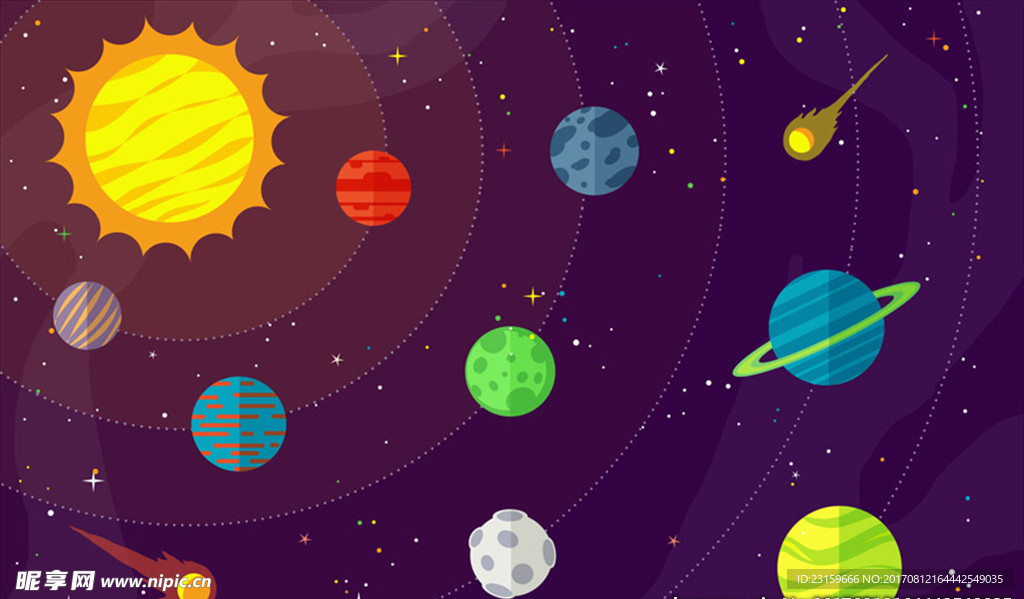 宇宙里色彩斑斓的行星插图